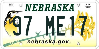NE license plate 97ME17