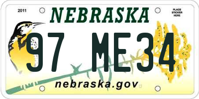 NE license plate 97ME34