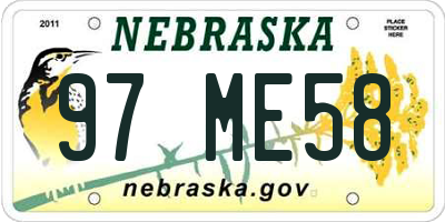NE license plate 97ME58