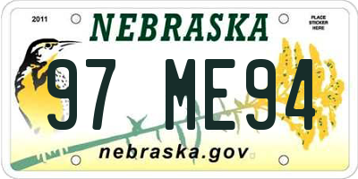 NE license plate 97ME94