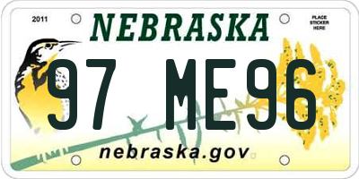 NE license plate 97ME96