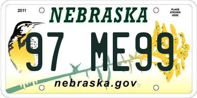 NE license plate 97ME99