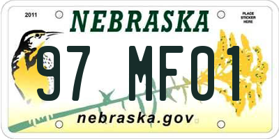 NE license plate 97MF01