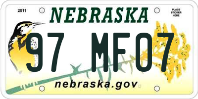 NE license plate 97MF07