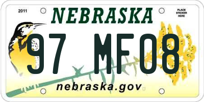 NE license plate 97MF08