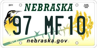 NE license plate 97MF10