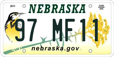 NE license plate 97MF11