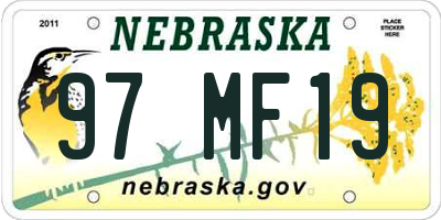 NE license plate 97MF19