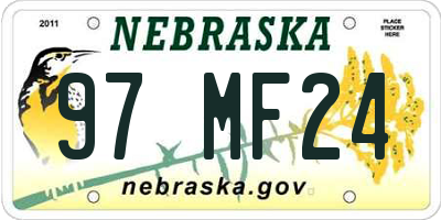 NE license plate 97MF24