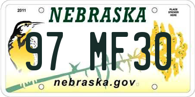 NE license plate 97MF30