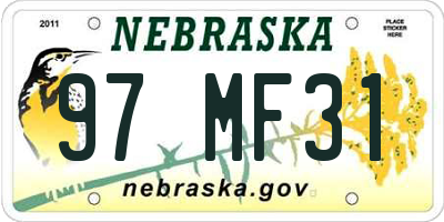 NE license plate 97MF31