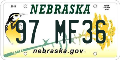 NE license plate 97MF36
