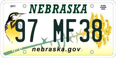 NE license plate 97MF38