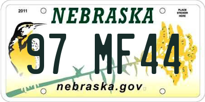 NE license plate 97MF44