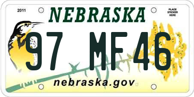 NE license plate 97MF46