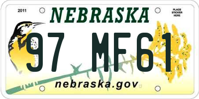NE license plate 97MF61