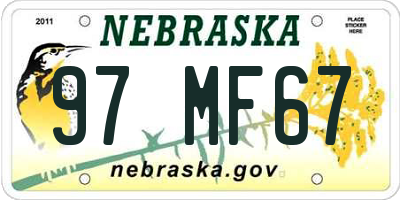 NE license plate 97MF67