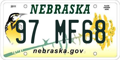 NE license plate 97MF68