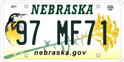 NE license plate 97MF71