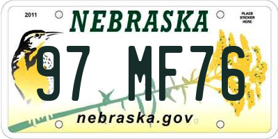 NE license plate 97MF76