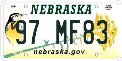 NE license plate 97MF83