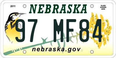 NE license plate 97MF84