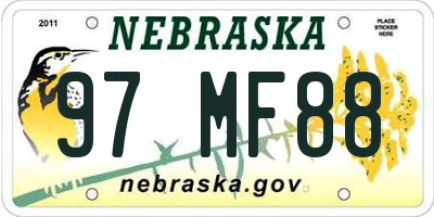 NE license plate 97MF88