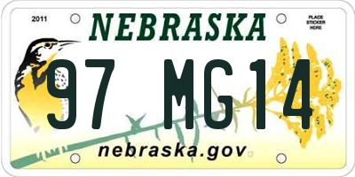 NE license plate 97MG14