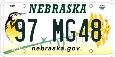 NE license plate 97MG48