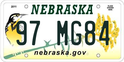NE license plate 97MG84