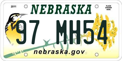 NE license plate 97MH54