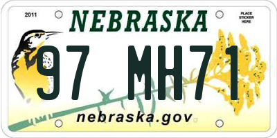 NE license plate 97MH71