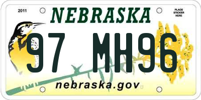 NE license plate 97MH96