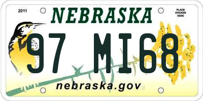 NE license plate 97MI68