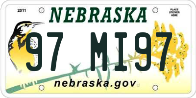 NE license plate 97MI97