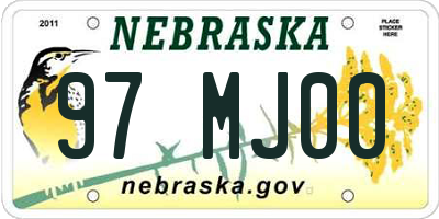NE license plate 97MJ00
