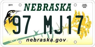 NE license plate 97MJ17