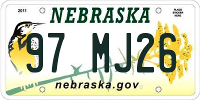 NE license plate 97MJ26
