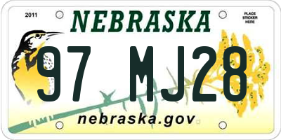 NE license plate 97MJ28
