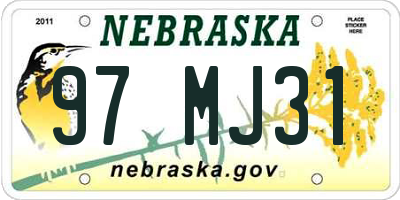 NE license plate 97MJ31