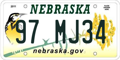 NE license plate 97MJ34