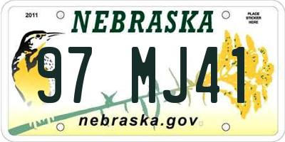NE license plate 97MJ41