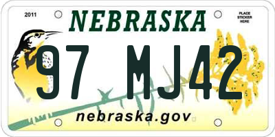 NE license plate 97MJ42