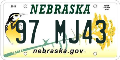 NE license plate 97MJ43