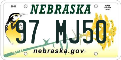 NE license plate 97MJ50