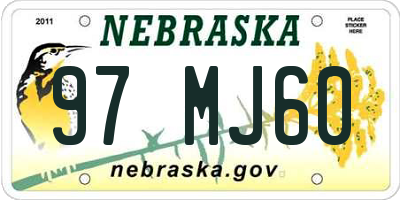 NE license plate 97MJ60