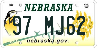 NE license plate 97MJ62