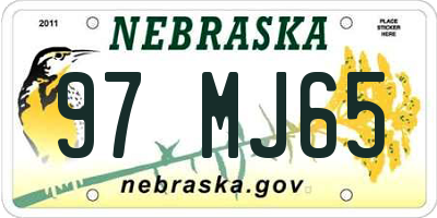 NE license plate 97MJ65