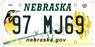NE license plate 97MJ69