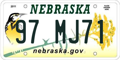 NE license plate 97MJ71